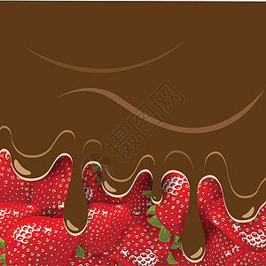 巧克力中的草莓美食食物牛奶红色水果奶油插图背景图片