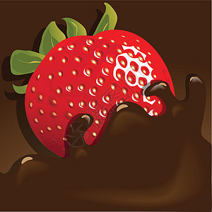 巧克力中的草莓水果奶油美食插图食物牛奶红色背景图片