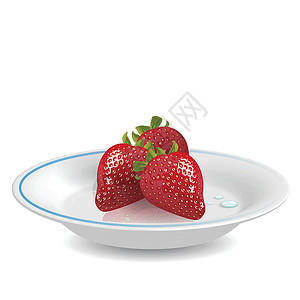 盘子中的草莓碟中草莓插画
