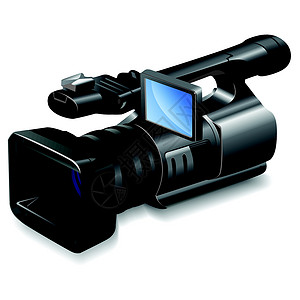 便携摄影机录像摄影机袖珍蓝色电气网络电子产品插图棕色镜片相机展示插画