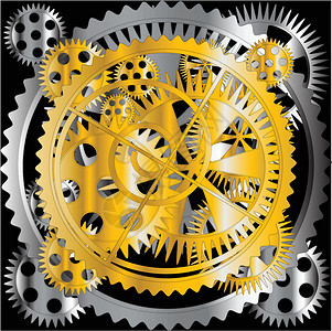 机制工作时间手表车轮乐器金属插图背景图片