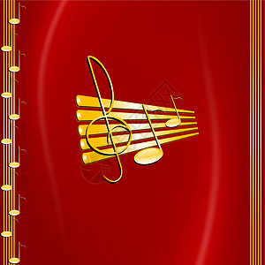音乐小提琴插图丝绸红色天鹅绒金子材料高音背景图片