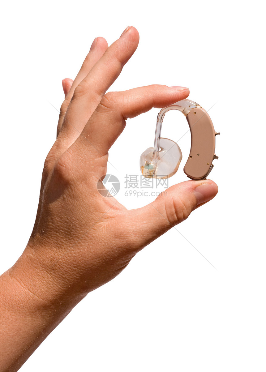 数字助听器乐器耳模白色管道手指争吵援助医疗工具听力图片