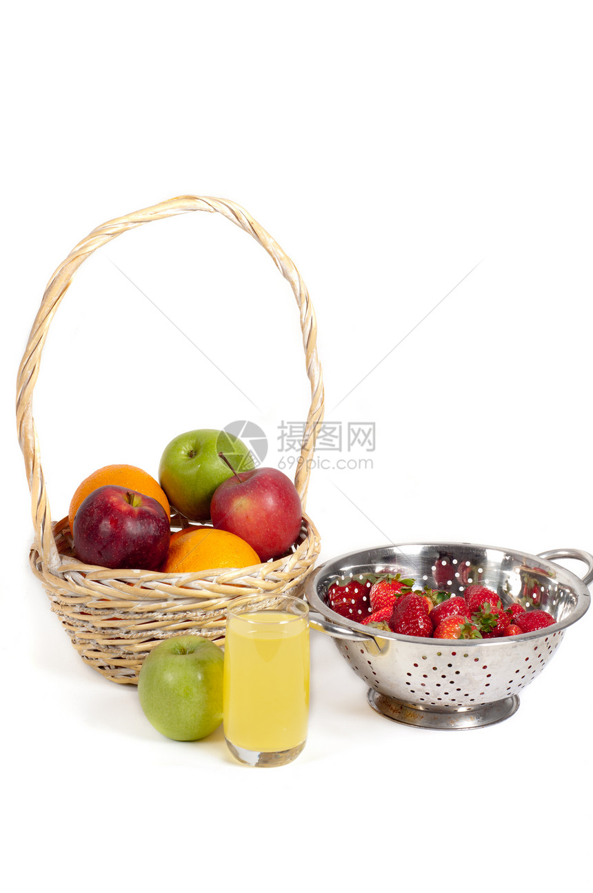 以水果为篮子橙子绿色食物工作室小吃营养红色果汁饮食宏观图片