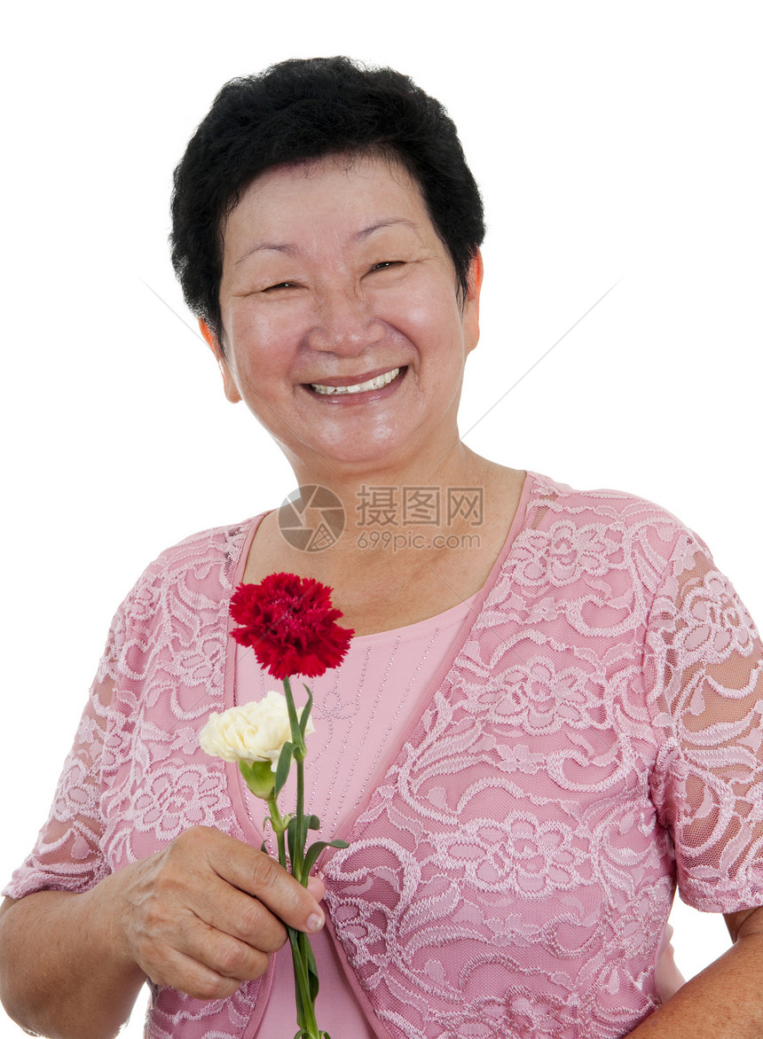 快乐的外婆成人父母退休母亲保健福利腰部祖母头发女性图片