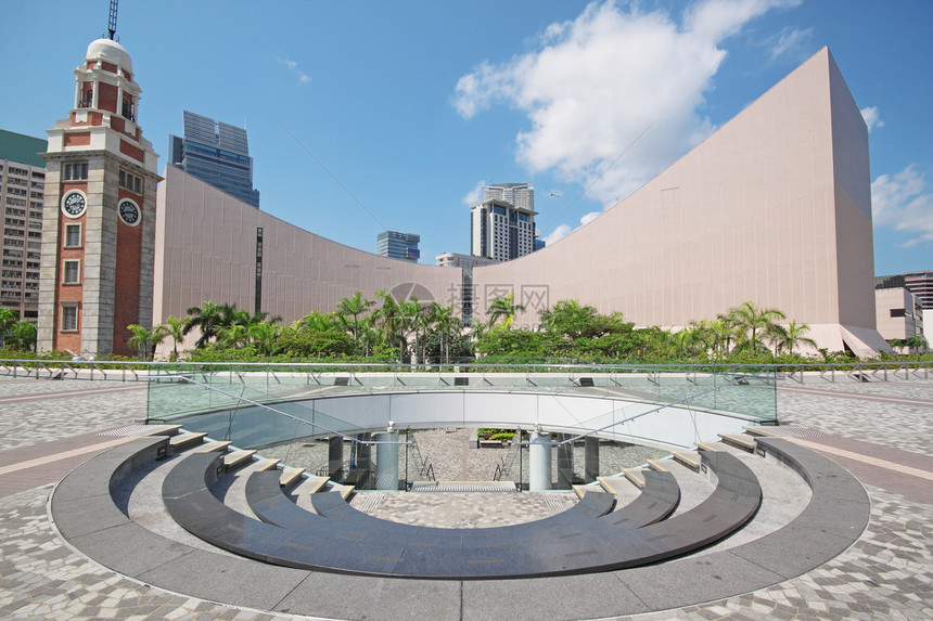 香港文化中心建筑结构 蓝色和蓝色的SK全景城市办公室商业摩天大楼文化海洋中心旅行市中心图片