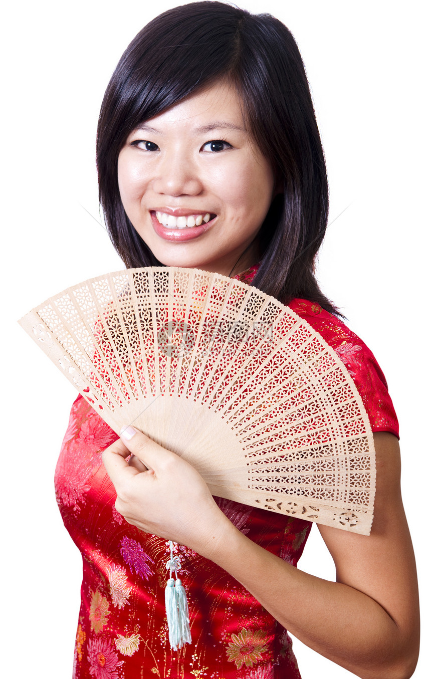 东方女孩多样性季节姿势裙子旗袍戏服服装幸福微笑手势图片