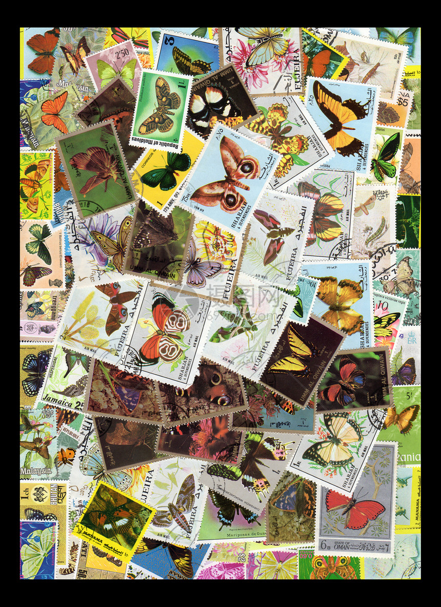 蝴蝶印章收藏黑色集邮邮件标签昆虫活力邮政鳞翅目邮票图片