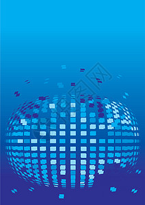 蓝色背景的马赛克球体商业背景图片