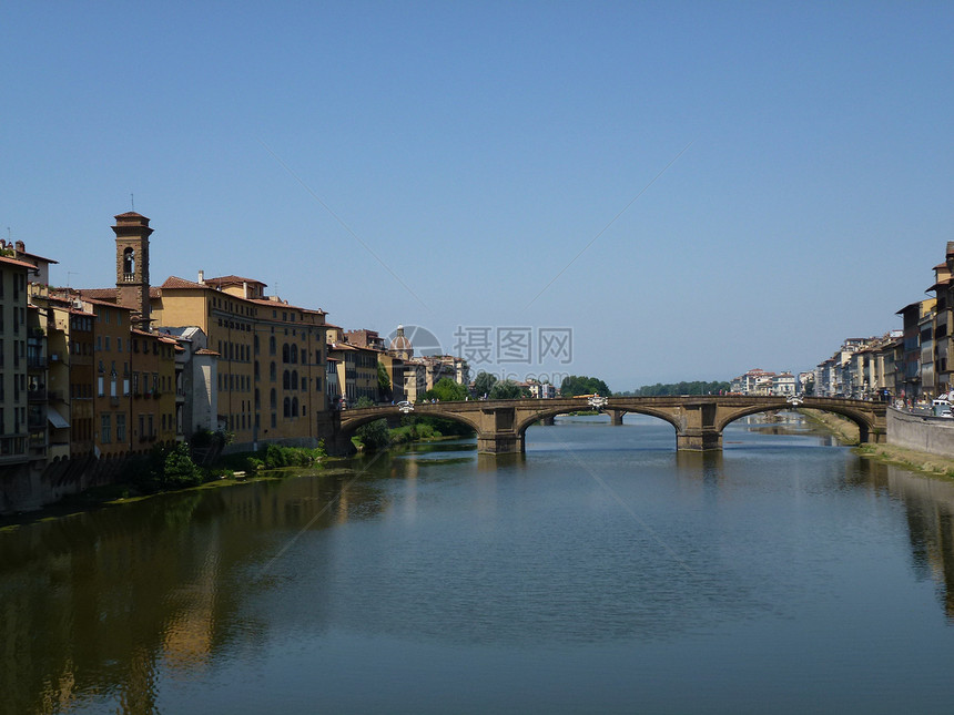 佛罗伦萨桥纪念碑场景地标旅游建筑学假期反射水道艺术太阳图片