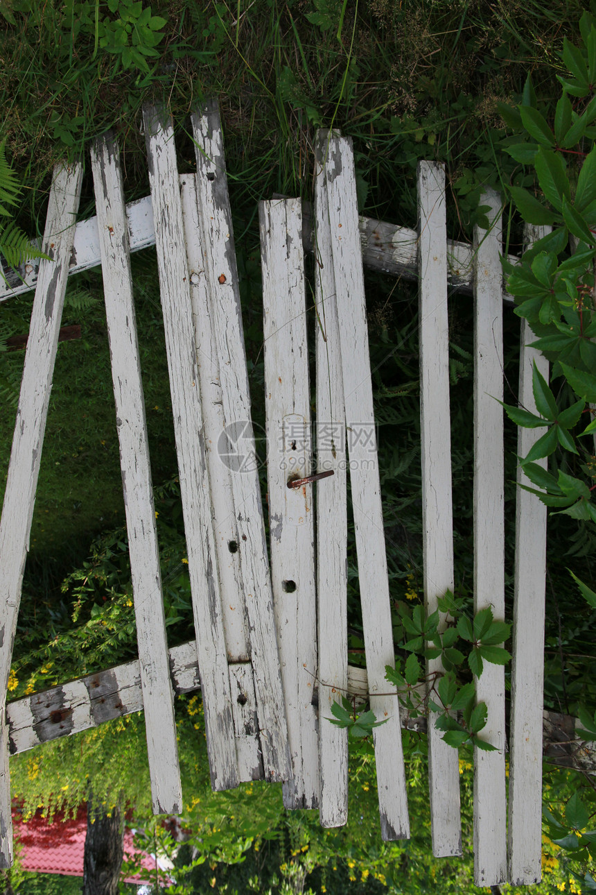 Shabbychic围栏花园绿色栅栏白色木头图片