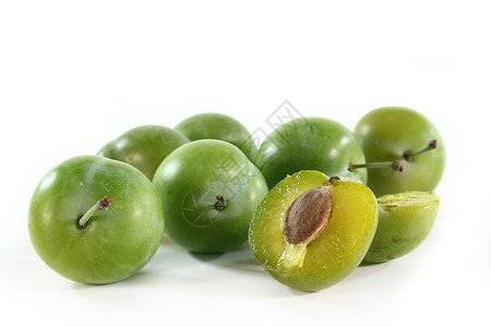 米拉贝食物市场收成绿色装罐李子维生素生态水果高清图片