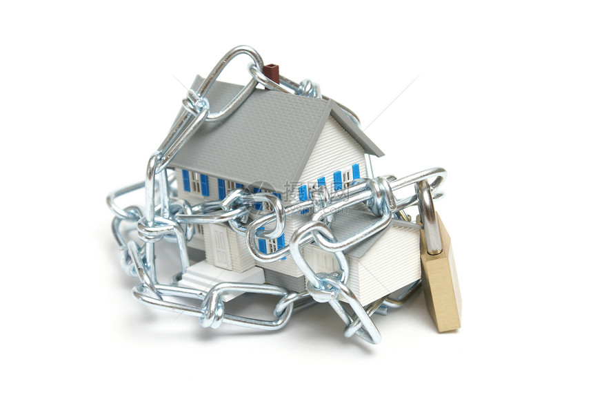 家庭安全保障白色房子抵押庇护所投资挂锁房地产保险金属住宅图片