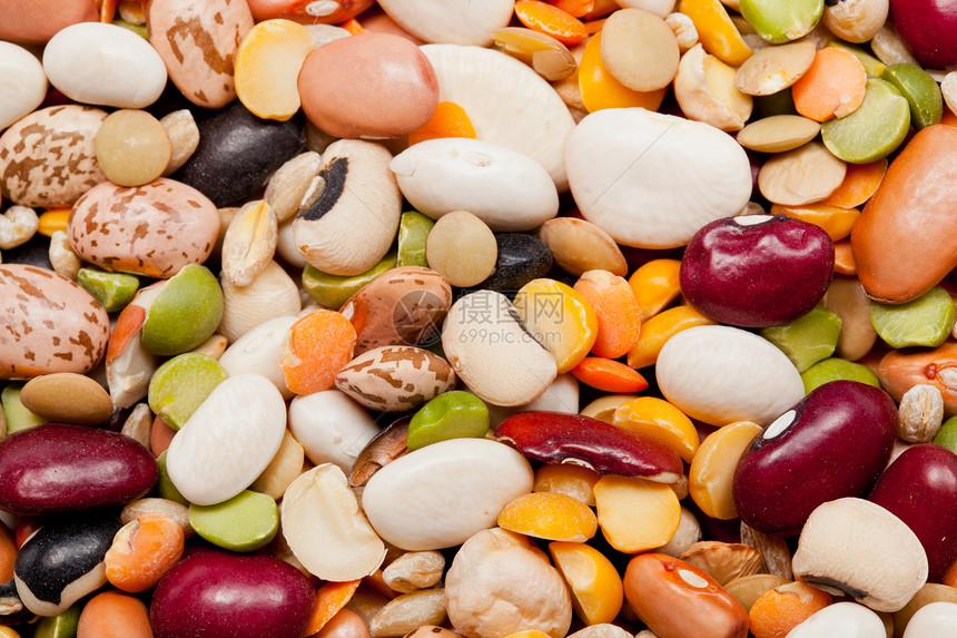 17大豆和大麦混合扁豆花斑宏观海军粉色蔬菜绿色黑色豆子利马图片