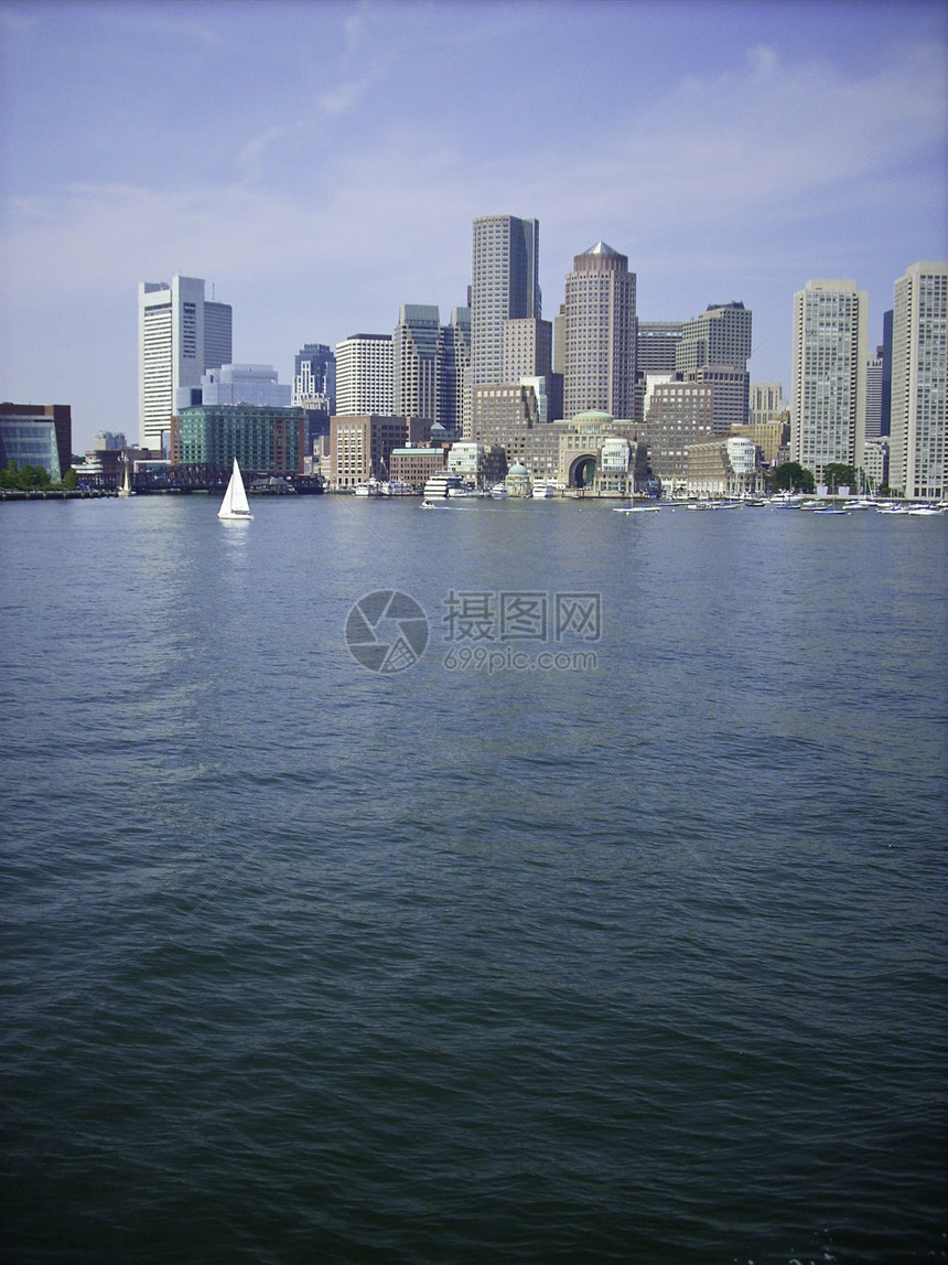 波士顿港天线风景码头海洋戏剧性城市下雨港口巡航摩天大楼胸部图片