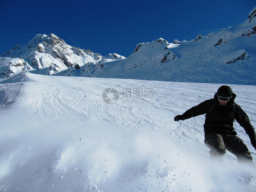 单板滑雪青鸟曲目天空粉末蓝色滑雪板图片