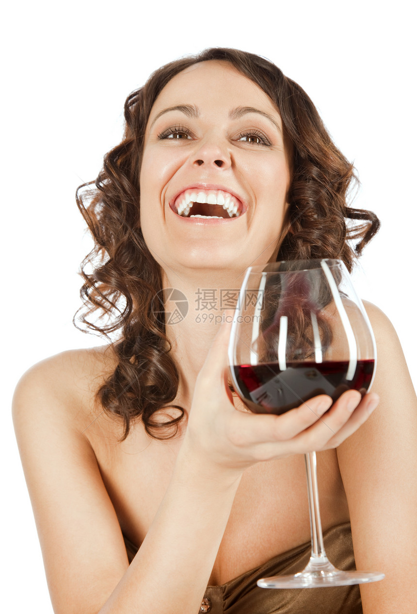 快乐的女子红酒图片