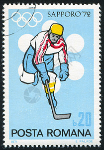 曲棍球冰球玩家运动员男性邮资游戏明信片运动男人邮票高清图片