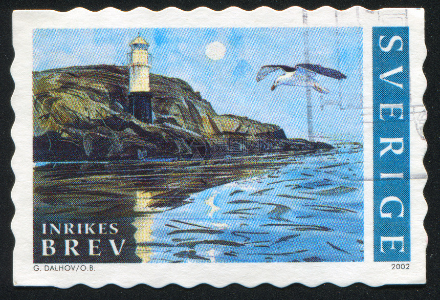 灯塔导航港口邮票明信片岩石海豹信封房子海鸥海洋图片