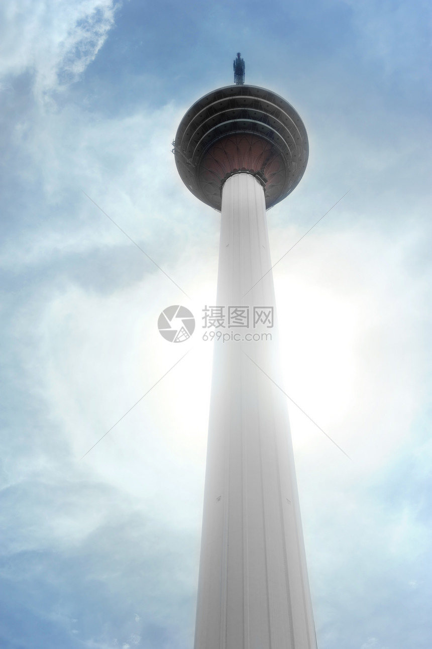 吉隆坡塔楼热带阳光地标蓝色太阳旅行高楼玻璃电视商业图片