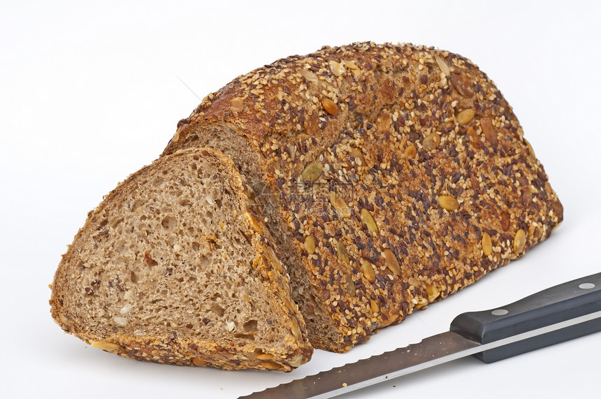 整个谷物面包纤维健康粮食玉米种子食物晚餐饮食小吃棕色图片