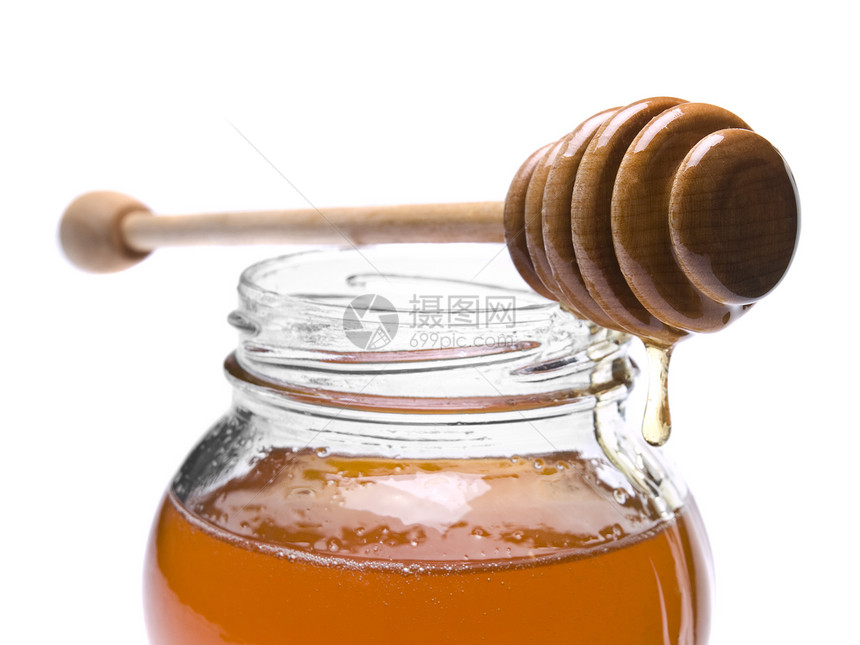 蜂蜜罐木头甜点食物产品营养工作室玻璃蜂蜜用具摄影图片