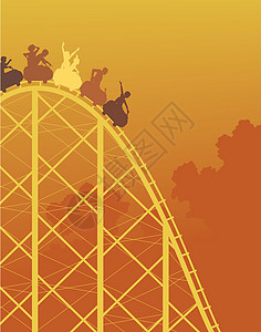 黄色摩天轮滑轮车元素快感乐趣调子游乐场黄色插图日落喜悦橙子插画