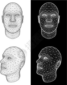 解剖学素材网人头 矢量说明面具建造解剖学成人设计黑色部位元素背景身体插画