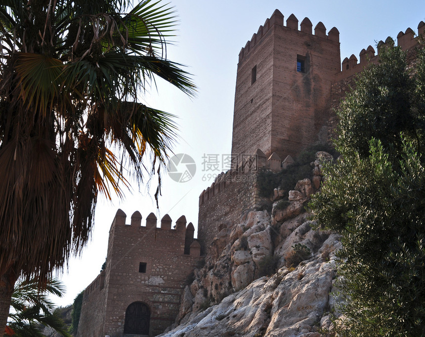 阿尔梅亚建筑城堡吸引力棕榈岩石假期图片