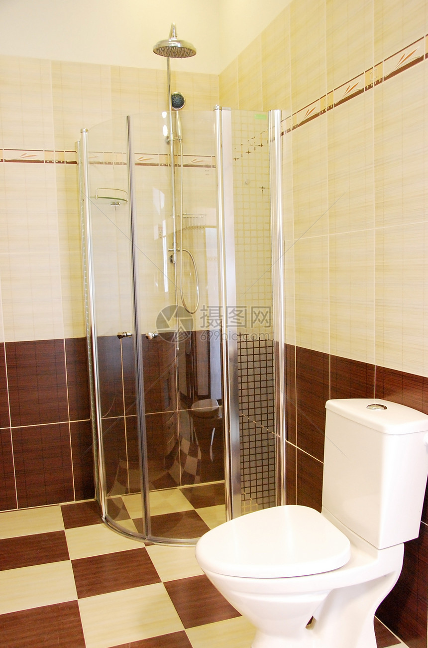 洗手间合金建筑学奢华淋浴住宅装潢地面家庭房间棕色图片