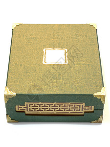 东方框白色绿色礼物金子首饰背景图片