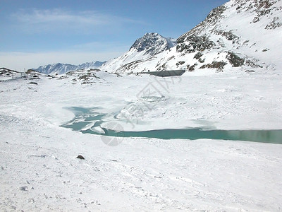 伯尔尼纳蓝色运动山脉滑雪发动机冰川场景全景高清图片