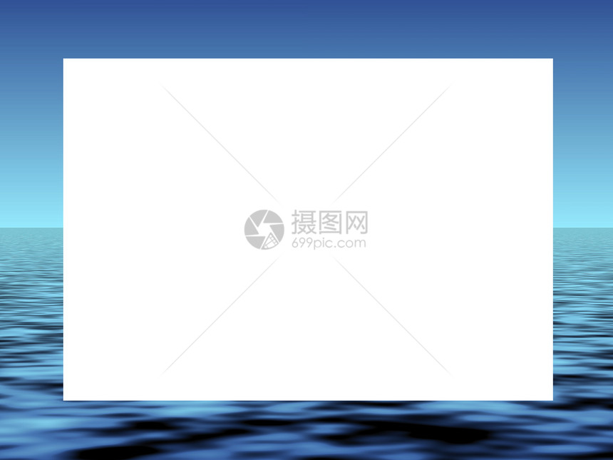 海白色液体波浪蓝色框架全景地平线空白图片