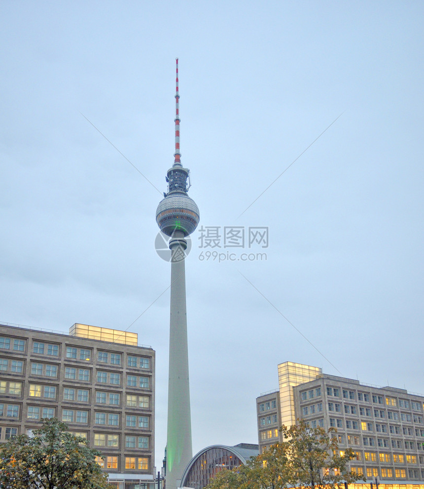柏林电视塔电视视频播送地标程序铁塔建筑纪念碑监视器场景图片