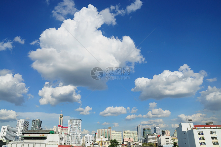 泰国曼谷市上空的云天天空建筑房子多云天际景观旅游地标天线建筑学图片