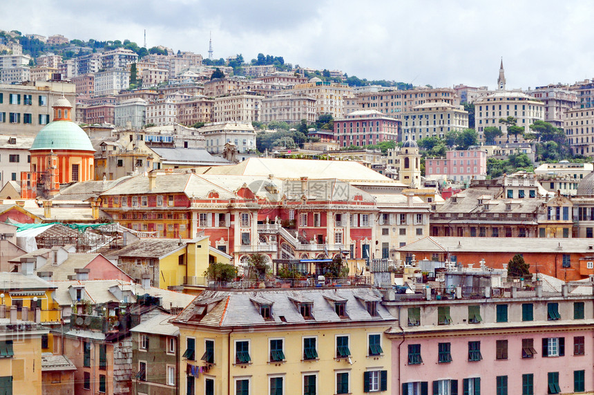 意大利热那亚城市全景天际图片