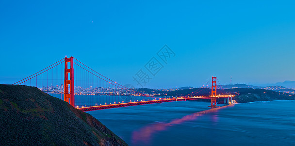 金门大桥旅游交通色彩场景假期红色日落地方旅行海岸线高清图片