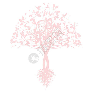 艺术树粉色森林叶子漩涡植物橙子衬套树木环境风格背景图片