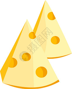 艾达贝拉奶酪片块产品磨碎早餐小吃美食三角形熟食烹饪黄色奶制品插画