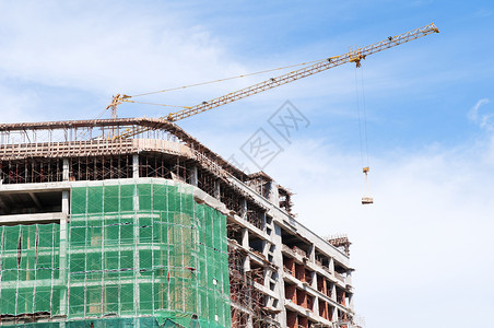 建筑用钳建造中的建筑用起重车背景