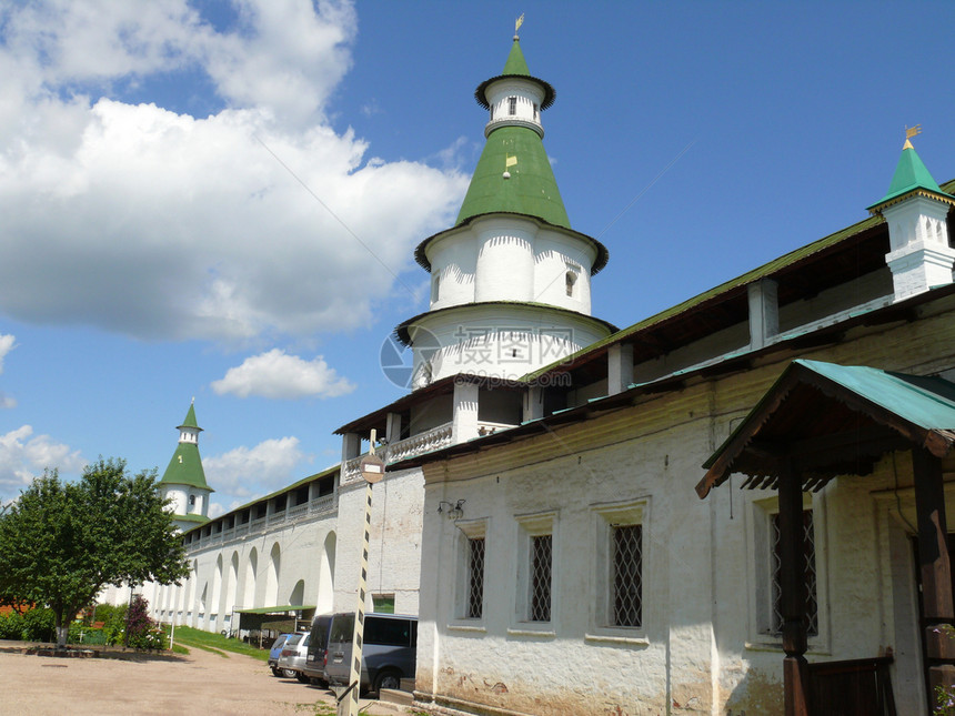 俄罗斯新耶路撒冷修道院塔台天空纪念碑建筑金子宗教上帝教会天炉信仰堡垒图片