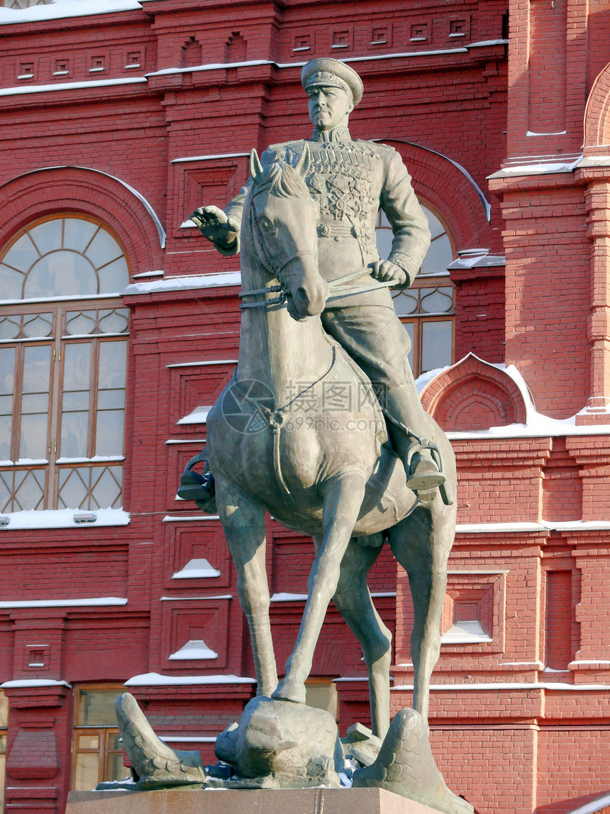 俄罗斯莫斯科国家历史博物馆附近的Zhukov纪念碑 俄罗斯莫斯科博物馆首都联盟文化建筑建筑学元帅景观旅游城市图片