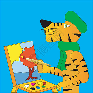 有趣的人物老虎绘画图片背景图片
