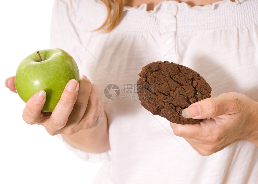 苹果和饼干营养减肥巧克力体重水果饮食绿色图片
