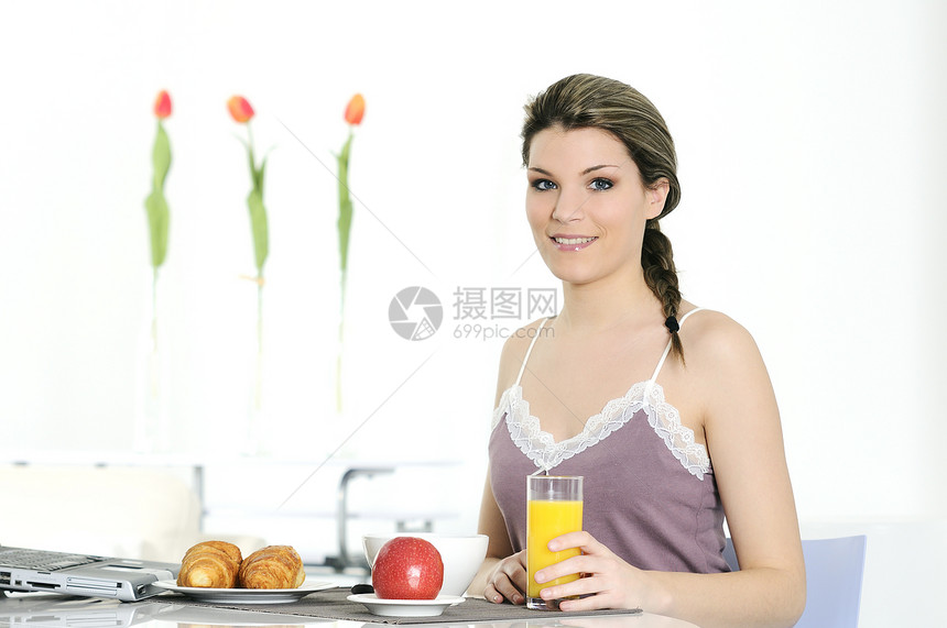 早安早餐活力咖啡健康相机编织橙汁能量微笑维生素平衡图片