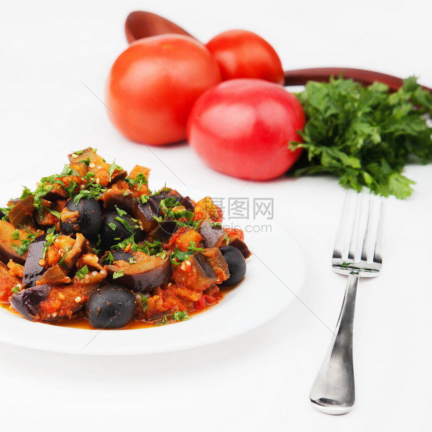 蔬菜炖菜美食茄子沙拉桌子食物香菜饮食午餐草本植物厨房图片