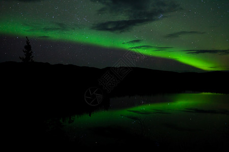 夜天星云 北极光照耀北极星反射镜子磁场粒子星星地区天空天文学极光背景图片