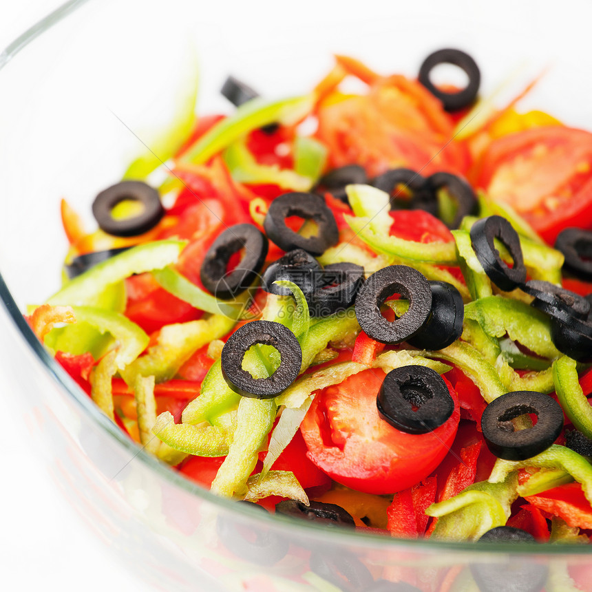 一碗沙拉美食黑色蔬菜食物午餐维生素饮食盘子绿色白色图片
