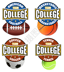 篮球会徽大学体育的标签插画
