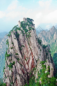 黄山在中国山上偷看背景图片